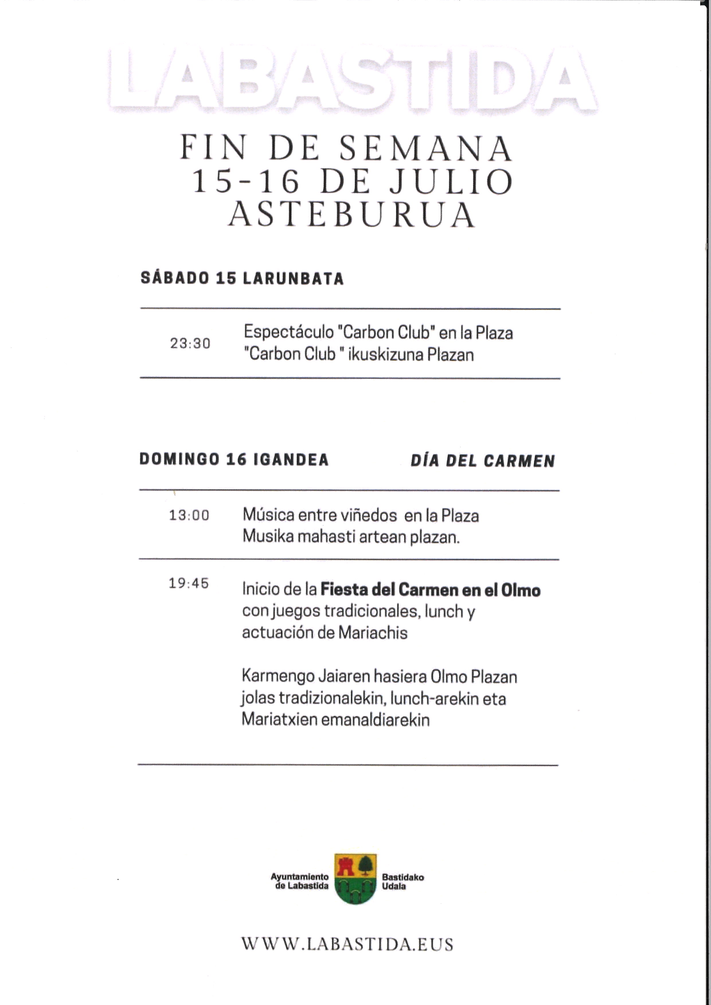FIN DE SEMANA 15 16 JULIO