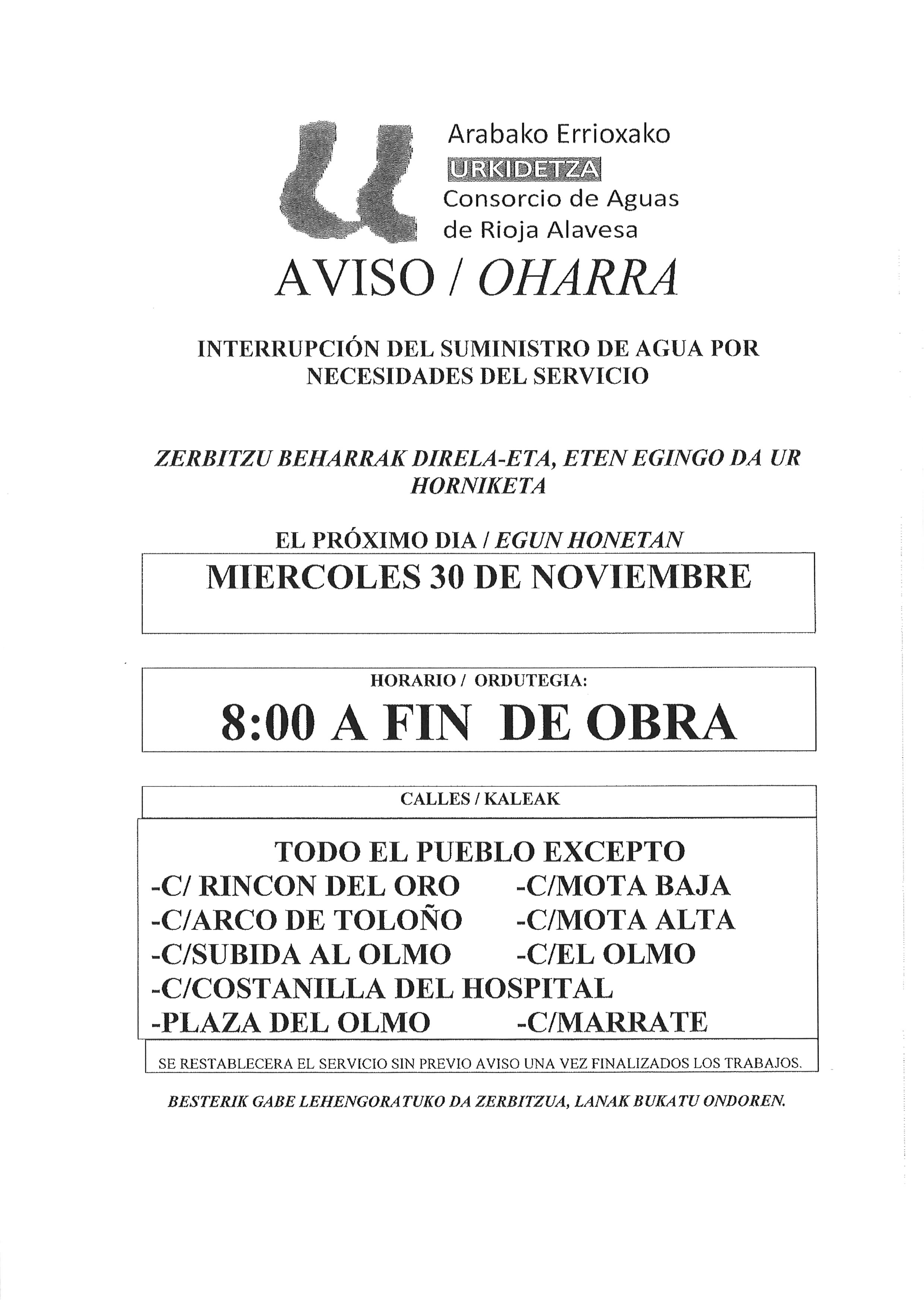 corte de agua